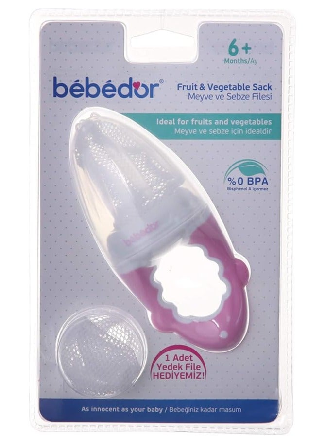 Bebedor Fruit teether with a comfortable spare part for the child in pink color - Image 1