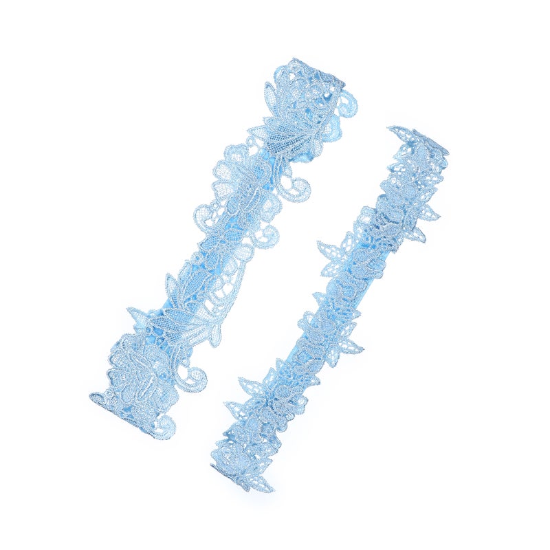 2pcs Wedding Set Lace Garters Belt Bride Women (Sky- ) - Image 1