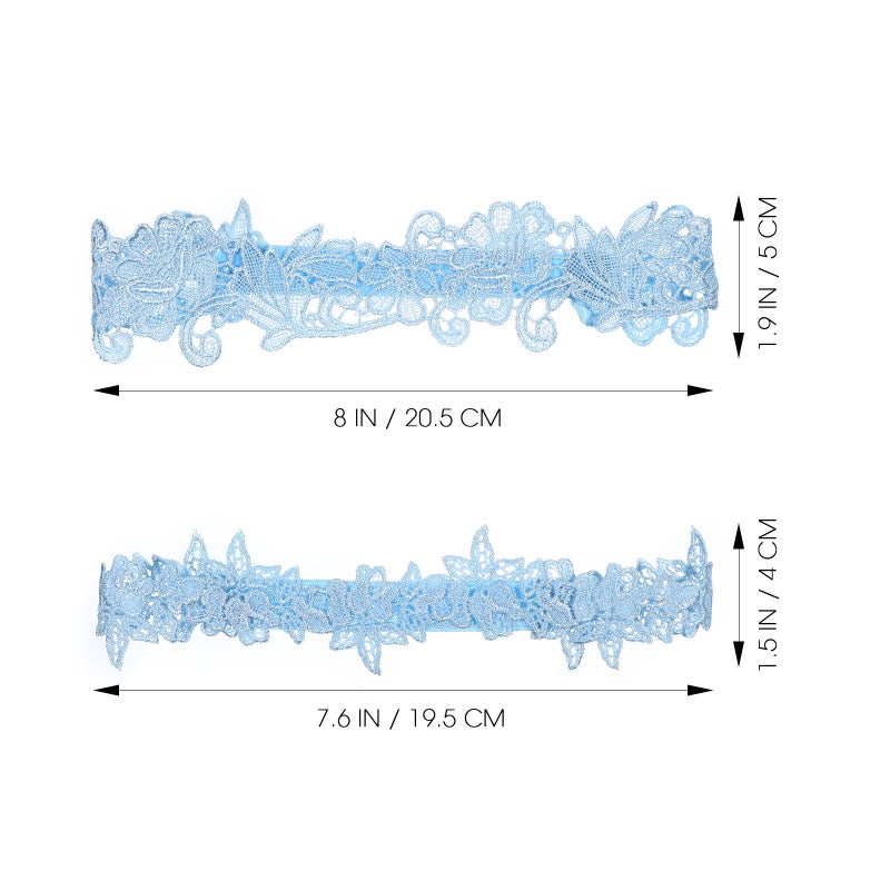 2pcs Wedding Set Lace Garters Belt Bride Women (Sky- ) - Image 2