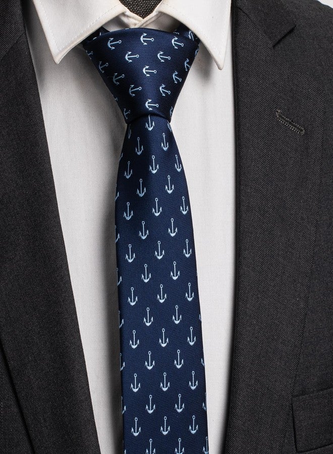 هاوسن ربطة عنق زرقاء داكنة من هاوسون، ربطات عنق مرحة ومبتكرة للرجال، 2.5 بوصة، ربطة عنق بحرية رفيعة، هدايا مثالية للبحارة وعشاق الإبحار. - Image 2