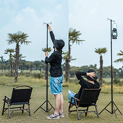 OMUKY Telescopic Lantern Stand with Base Outdoor Camping Lamp Stand Pole Adjustable Lantern Pole (Silver) - Image 3
