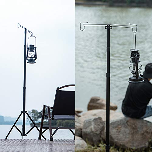 OMUKY Telescopic Lantern Stand with Base Outdoor Camping Lamp Stand Pole Adjustable Lantern Pole (Silver) - Image 4