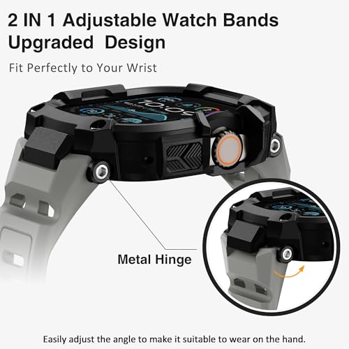 ULTIMAL Rugged Band with Case for Apple Watch 49mm, Military-Grade Shockproof Protective Strap for Men, All-in-One Outdoor Sport Watch Band Compatible with Apple watch Ultra 3/2/1 (Grey) - Image 4