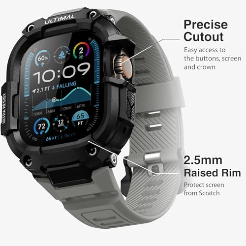 ULTIMAL Rugged Band with Case for Apple Watch 49mm, Military-Grade Shockproof Protective Strap for Men, All-in-One Outdoor Sport Watch Band Compatible with Apple watch Ultra 3/2/1 (Grey) - Image 3