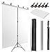 JEBUTU 5X6.5ft White Screen Backdrop with Stand Kit, White Screen with T-Shape Background Support Stand, Portable White - Image 2