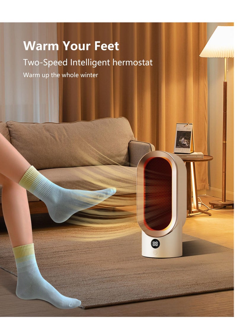 Space Heaters for Indoor Use, Portable Heater PTC Fast Heating, Two-Speed Portable Electric Small Heaters Fan for Indoor, Digital Display, Overheating Protection for Bedroom Home Office (800W)  - Image 5