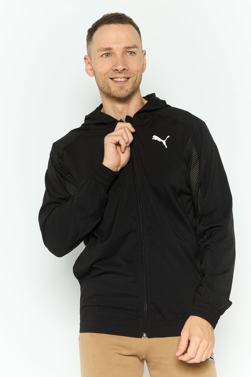 PUMA Men Sportswear Fit Brand Logo Outdoor Hooded Jacket, Black - Image 1