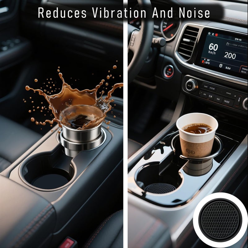 KULOLO Car Cup Holder Coaster 4 Pack - Non Slip & Shockproof,Flexible PVC Rubber Insert for Car/Truck/SUV/Van (2.75"x0.2") Universal Fit Auto Cup Holders Accessories for Women and Man (Black) - Image 4