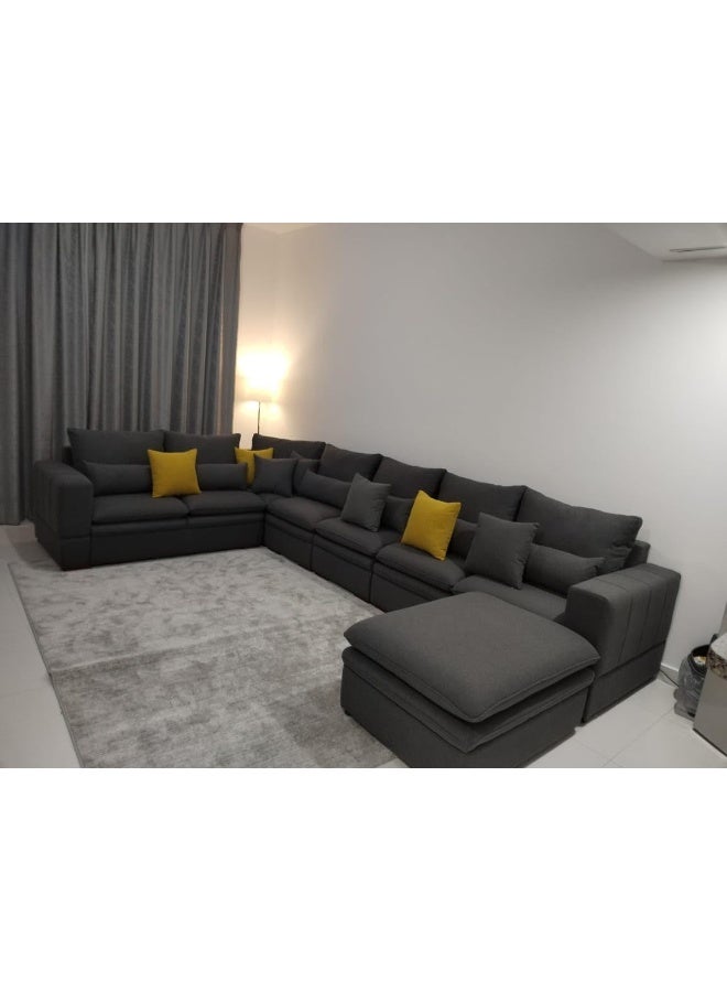 Comfynest Modern U Shape Sofa Set 7 Seater For Your Living Room (Dark Grey) - Image 3