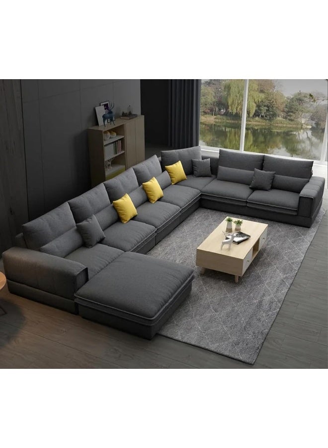 Comfynest Modern U Shape Sofa Set 7 Seater For Your Living Room (Dark Grey) - Image 1
