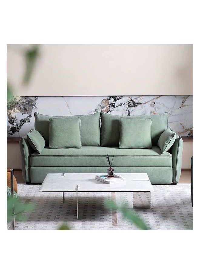 DANUBE HOME Danube Home Zaden 3 Seater Fabric Sofabed Modern Design Three Seat Sofas Comfortable Living Room Furniture L 220 x W 86 x H 92 cm Green  - Image 1