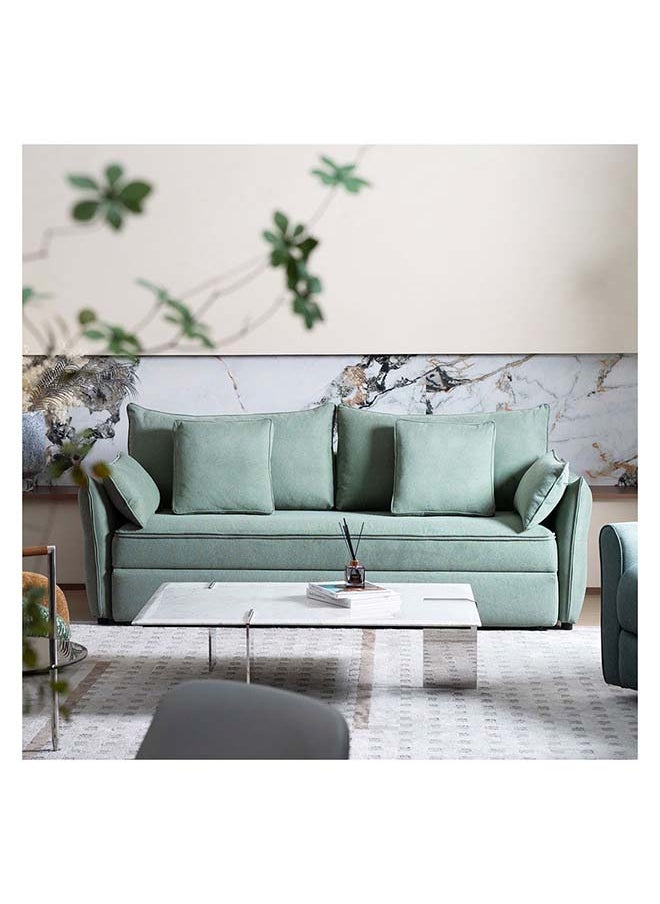 DANUBE HOME Danube Home Zaden 3 Seater Fabric Sofabed Modern Design Three Seat Sofas Comfortable Living Room Furniture L 220 x W 86 x H 92 cm Green  - Image 2