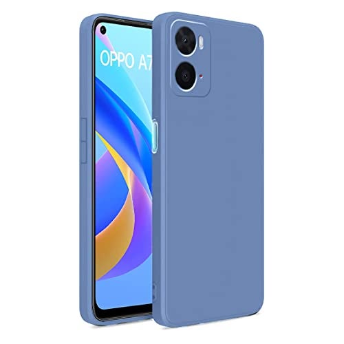 LIRAMARK Silicone Soft Back Cover Case for Oppo A76 4G / Oppo A36 4G (Silicone Blue) - Image 1