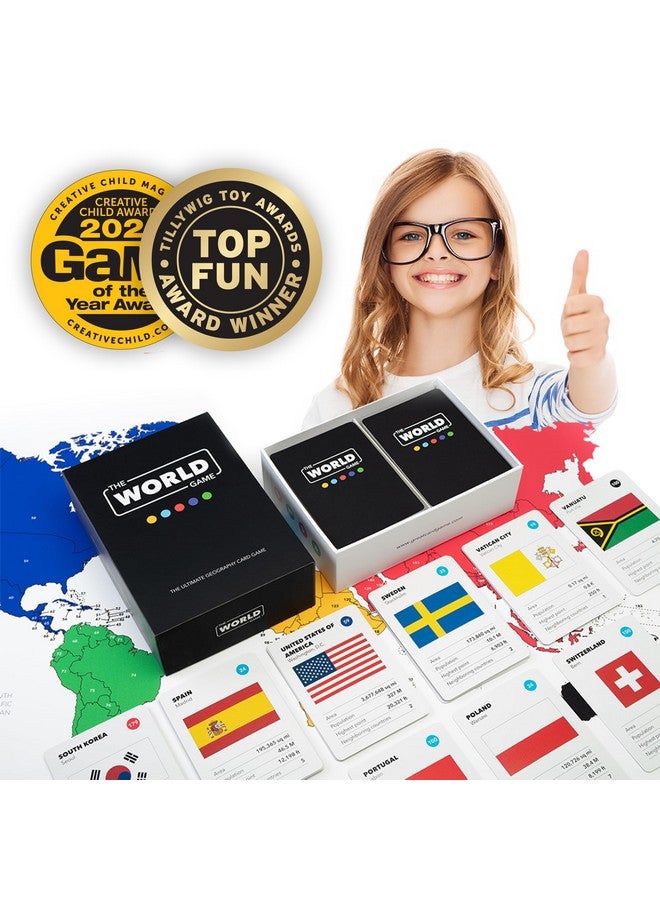 The World Game - Geography Card Game - Educational Games for Kids, Family and Adults - Cool Learning Gift Idea for Teenage Boys & Girls 8-12 with Map - Image 2