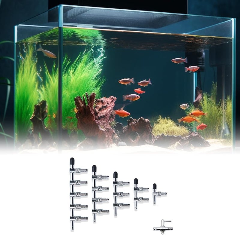 Five Heads Aquarium Air Stone Distributor Enhances Water Quality Oxygen Splitter Device - Image 3