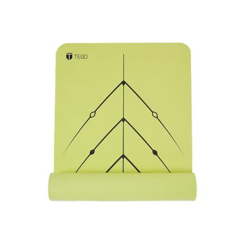 TEGO Stance Yoga Mat with GuideAlign for Posture Alignment (Volt Without Bag) | Reversible Design with Dual Texture Grip | 5mm Thick | Antimicrobial, Non-Slip, Sweat-Resistant | 6ft x 2ft | Yoga & Fitness Mat | Shoe-friendly Workout Mat - Image 1
