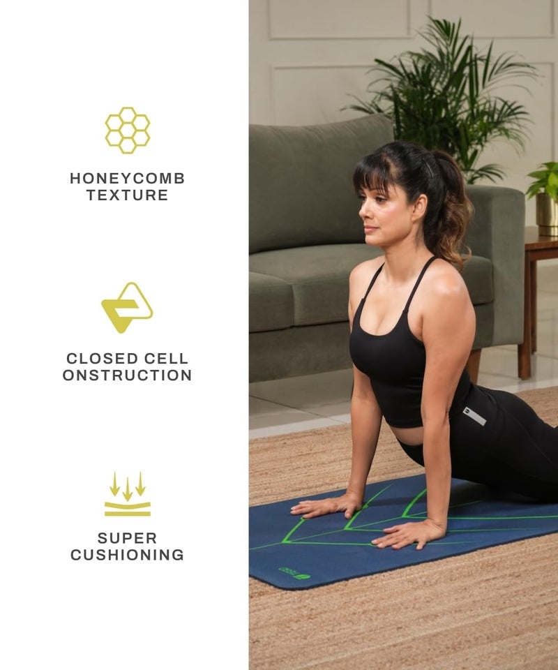 TEGO Stance Yoga Mat with GuideAlign for Posture Alignment (Volt Without Bag) | Reversible Design with Dual Texture Grip | 5mm Thick | Antimicrobial, Non-Slip, Sweat-Resistant | 6ft x 2ft | Yoga & Fitness Mat | Shoe-friendly Workout Mat - Image 2