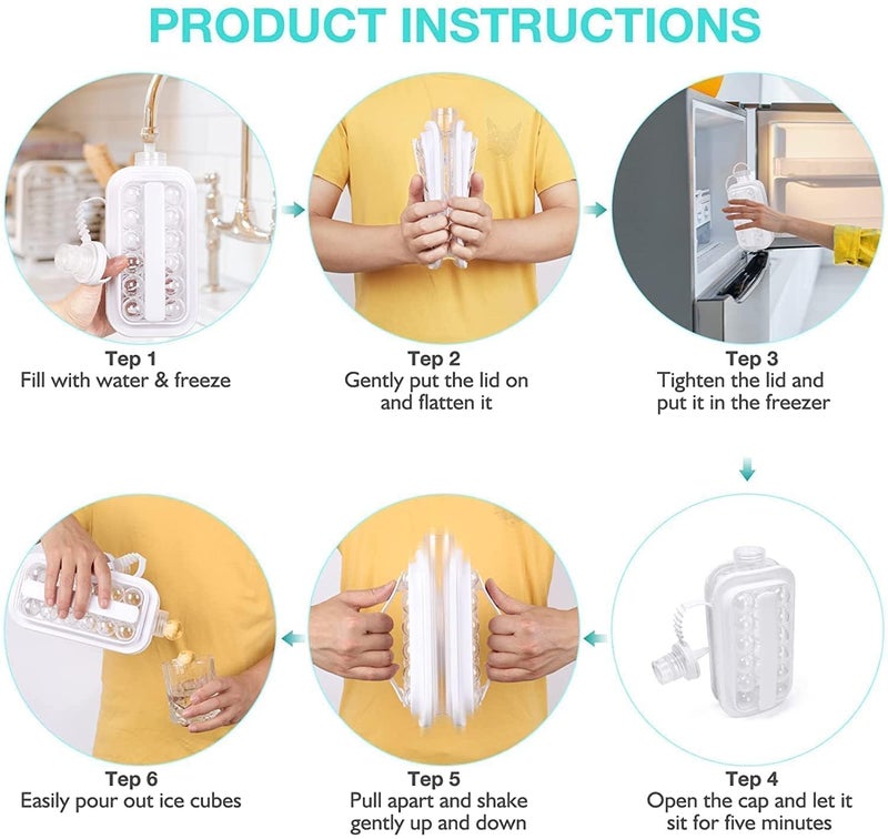 SIMESTICH Ice Ball Maker Portable Ice Maker Bottle Makes 17 Ice Cubes Ice Cube Molds Bottle Creative Ice Hockey Bubble Ice Maker Kettle for WhiskeyHockeyChampagneJuiceCoffee White - Image 5
