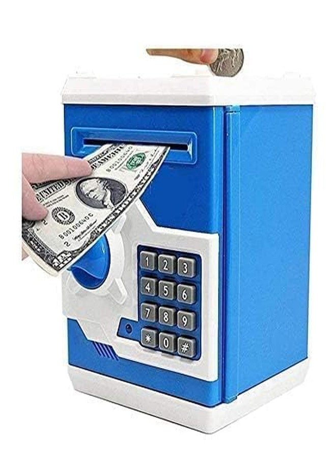 CARRYZE Electronic Money Bank Safe Box with Digital Keypad | Mini ATM Style Piggy Bank for Kids (Blue & White) - Image 1