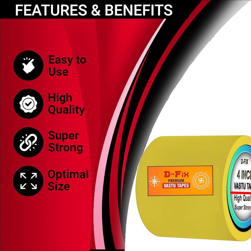 D-Fix ® Vinyl Vastu Color Floor Tapes - 20 Meters Approx in Length 96MM / 04" Width - 1 Roll Per Pack - Vastu Dosh Remedy/Vastu Correction for WC Toilet and Entrance -(Yellow) - Image 3