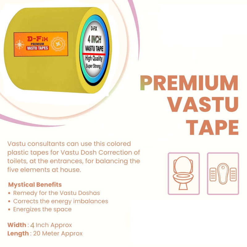 D-Fix ® Vinyl Vastu Color Floor Tapes - 20 Meters Approx in Length 96MM / 04" Width - 1 Roll Per Pack - Vastu Dosh Remedy/Vastu Correction for WC Toilet and Entrance -(Yellow) - Image 4