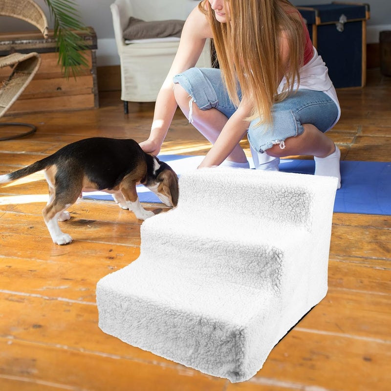 DOITOOL Pet Steps and Jumping Stair for Small Dogs and Cats, Portable White Modular Pet Stair with Removable Washable Cover, Suitable for High Sofas and Beds in Home Use - Image 5