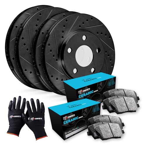 R1 Concepts Front and Rear Brakes and Rotors| Front and Rear Ceramic Brake Pads and Rotors Kit| Fits 2009-2021 Nissan Maxima - Image 1