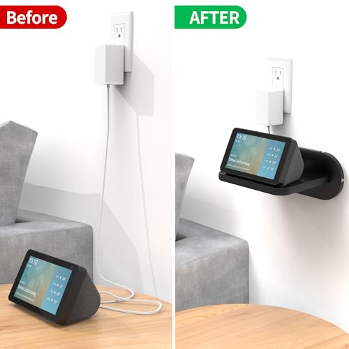 HomeMount حامل حائط HomeMount Echo Show 5 - حامل ذكي موفر للمساحة متوافق مع Google Nest Hub ومكبرات الصوت المحمولة وShow5 (الجيل 1 و2 و3) (رف متوسط أسود 6.5 * 5.1 بوصة) - Image 3