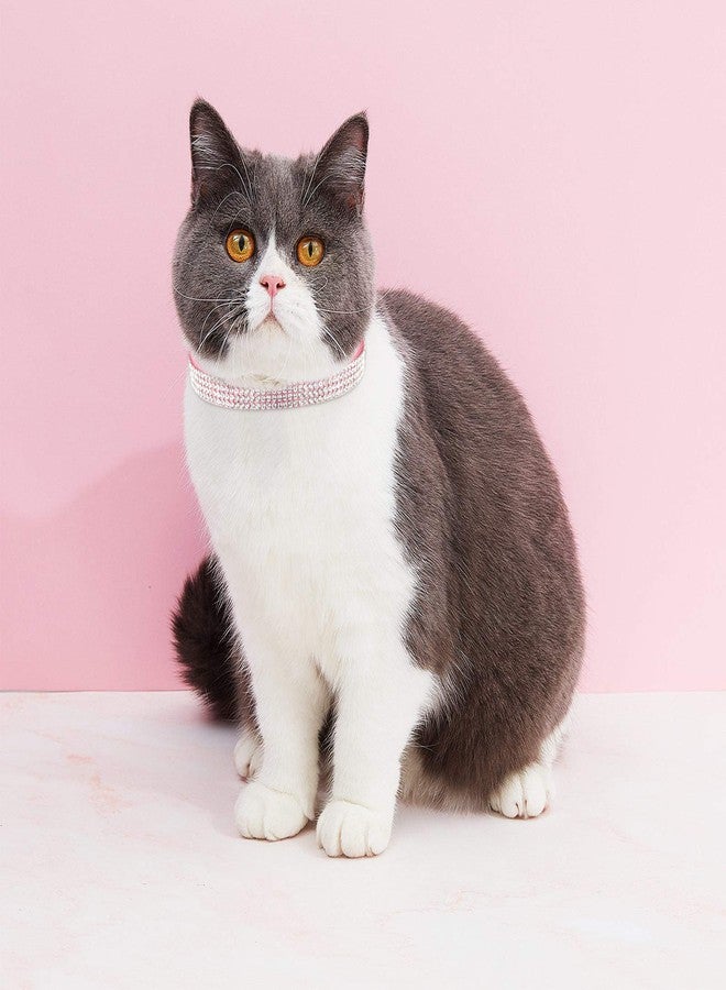 Weewooday 4 Pieces Rhinestones Cat Collars Breakaway Cat Collar with Bell Bling Pet Accessories with Soft Velvet, 4 Colors(XS,Purple, Blue, Gold, Pink) - Image 5