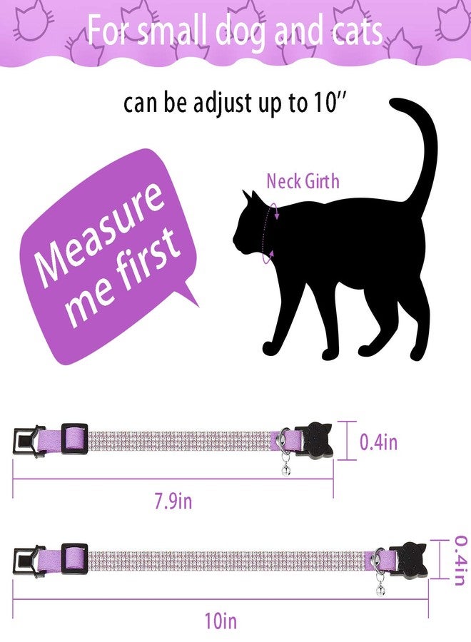 Weewooday 4 Pieces Rhinestones Cat Collars Breakaway Cat Collar with Bell Bling Pet Accessories with Soft Velvet, 4 Colors(XS,Purple, Blue, Gold, Pink) - Image 2