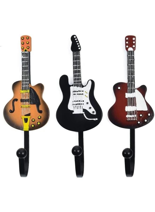 Red Vintage Guitar Shaped Wall Hooks Heavy Duty Rack For Coats Towels Keys Hats - Image 2