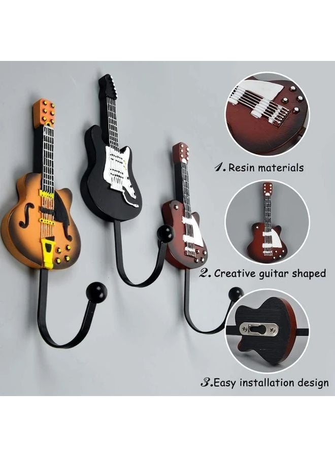 Red Vintage Guitar Shaped Wall Hooks Heavy Duty Rack For Coats Towels Keys Hats - Image 5