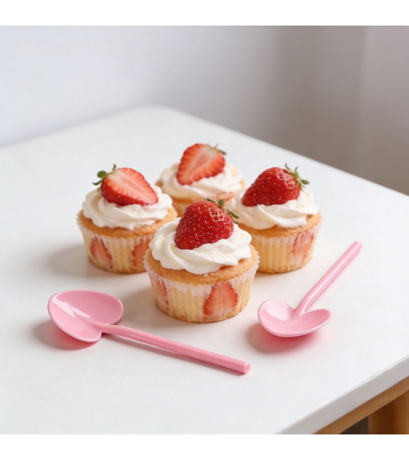99 Pcs Pink Heart Shaped Spoons for Ice Cream Desserts and Parties - Image 4