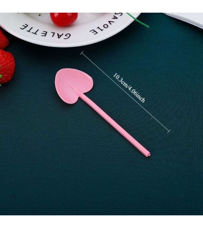99 Pcs Pink Heart Shaped Spoons for Ice Cream Desserts and Parties - Image 3
