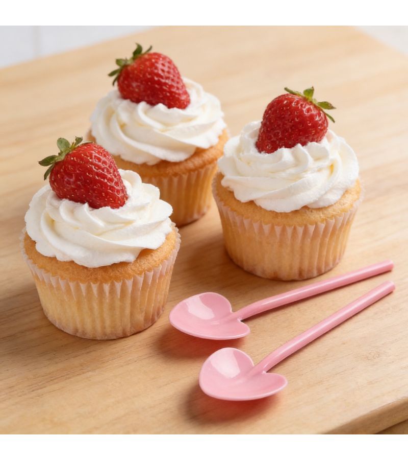 99 Pcs Pink Heart Shaped Spoons for Ice Cream Desserts and Parties - Image 2