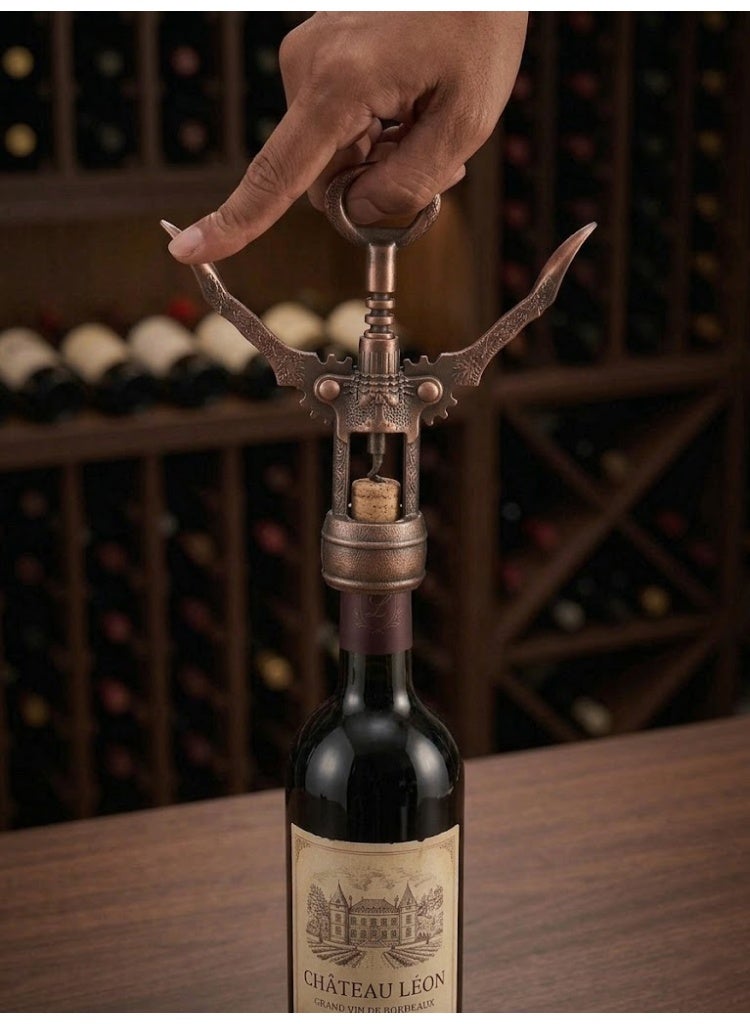 Vintage-Style Winged Corkscrew & Bottle Opener, Bronze - Image 3