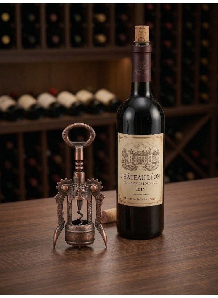 Vintage-Style Winged Corkscrew & Bottle Opener, Bronze - Image 1