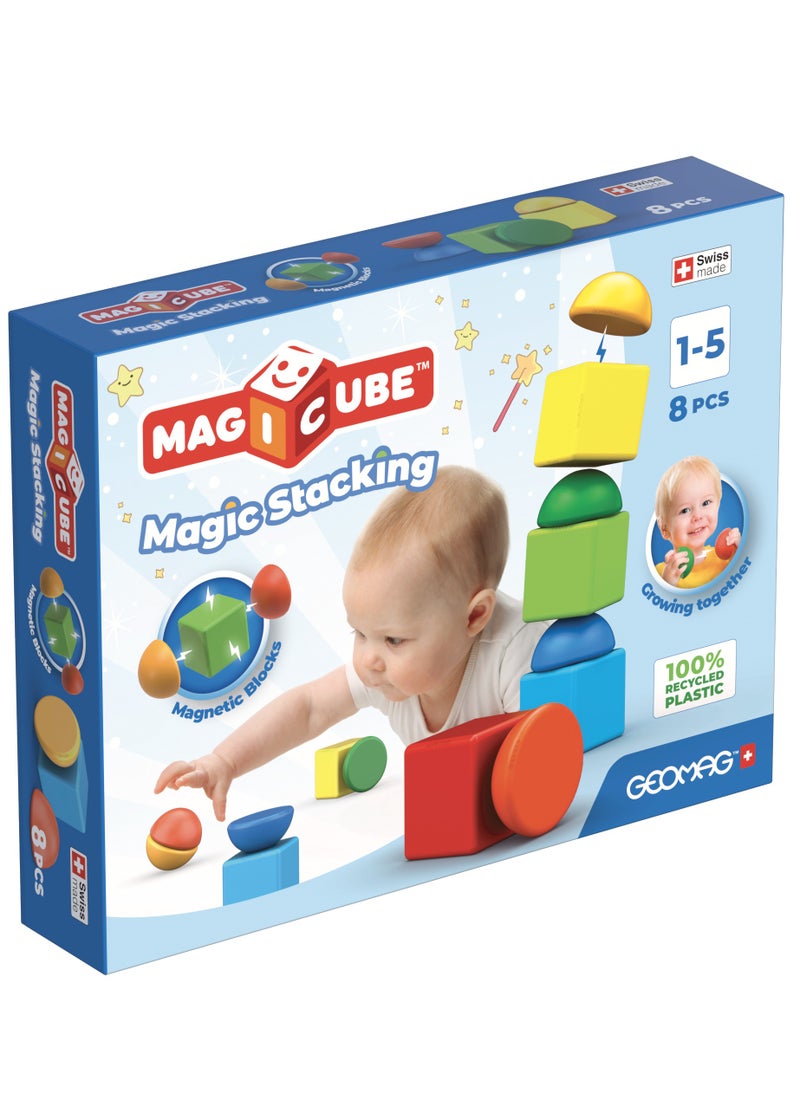 GEOMAG Geomag Magicube Blocks Stacking Magnetic Building Toys 8pcs, Building Set, STEM & Educational Magnet Toys, Made in Switzerland, 100% Recycled Plastic, Open Ended Toys, Construction Toys, 1yr+  - Image 4