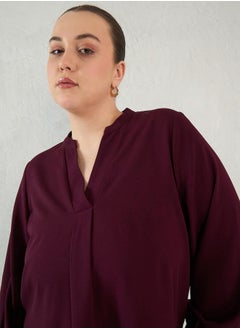 Femmella Plus Size Solid Collared Top and Pants Co-Ords by Styli  - Image 4