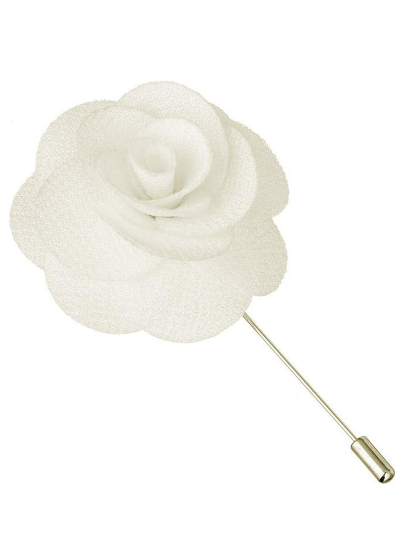 Oasisgalore 12 Pcs White Camellia Lapel Pins, Handmade Boutonnieres for Suits, Weddings, and Parties. - Image 3
