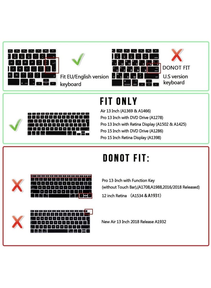 AMM EU/UK Version Arabic/English Silicone Keyboard Cover Skin for MacBook Air 13, Macbook Pro 13/15/17, 2015 or Older Version) & Older iMac Keyboard Protector- Dark Blue - Image 2