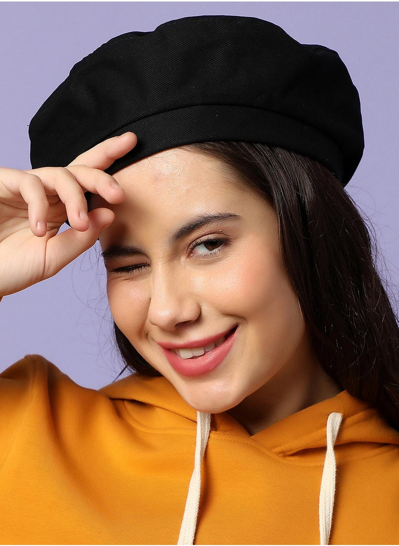 Haute Sauce Black Solid Beret Hat  - Image 5