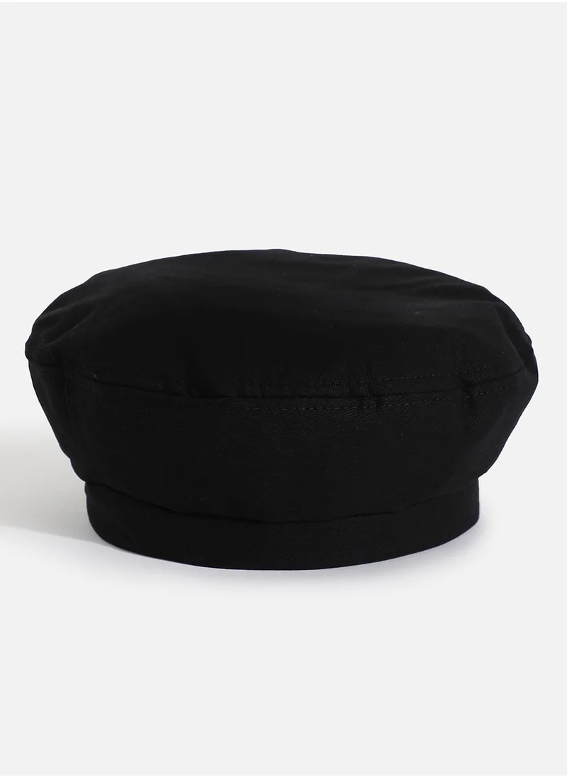 Haute Sauce Black Solid Beret Hat