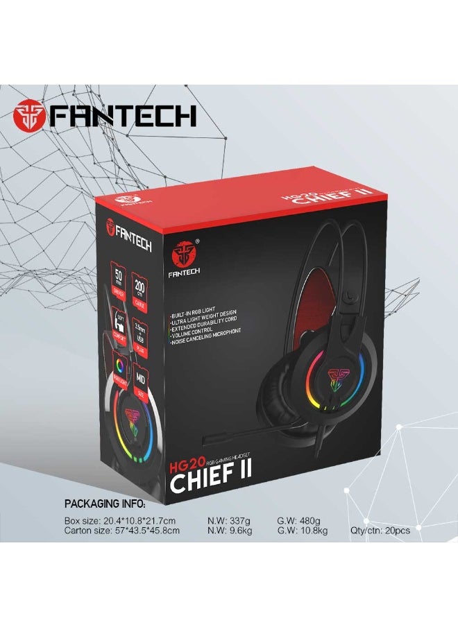 سماعة رأس CHIEF II HG20 RGB للألعاب باللون الأسود