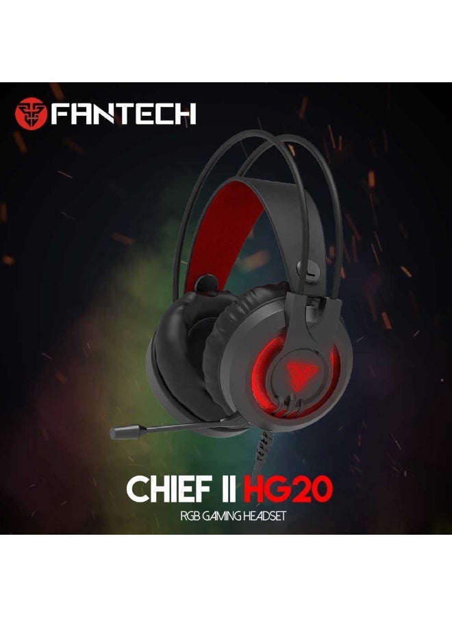 FANTECH CHIEF II HG20 RGB Gaming Headset, Stereo Gaming Headphones, RGB Lighting, Built-in Microphone, Over-Ear Design – Black - Image 4