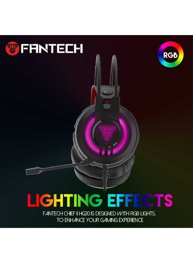 FANTECH CHIEF II HG20 RGB Gaming Headset, Stereo Gaming Headphones, RGB Lighting, Built-in Microphone, Over-Ear Design – Black - Image 5