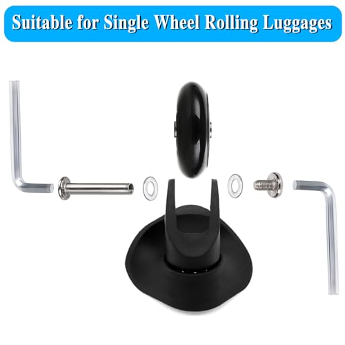 OwnMy 70mm x 24mm Single Luggage Wheels Replacements Kit, Set of 2 Mute Suitcase Replacement Wheels with 36mm/39mm Axles Screws Bearings, Rotatable Rubber Luggage Swivel Wheel Kit - Image 5