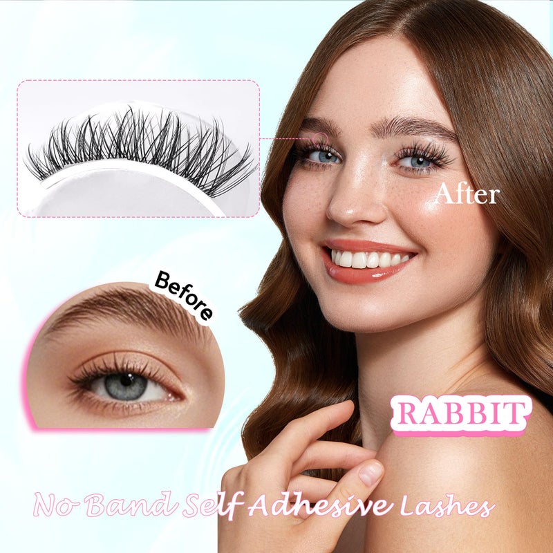 GAQQI Self Adhesive Eyelashes Clusters, No Glue Lash Clusters 10-16mm Wispy & Wet Cluster Lashes, No Band Press On Lashes, More Comfortable & Stronger Hold (Rabbitï¼‰ - Image 4