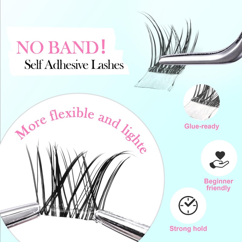 GAQQI Self Adhesive Eyelashes Clusters, No Glue Lash Clusters 10-16mm Wispy & Wet Cluster Lashes, No Band Press On Lashes, More Comfortable & Stronger Hold (Rabbitï¼‰ - Image 2