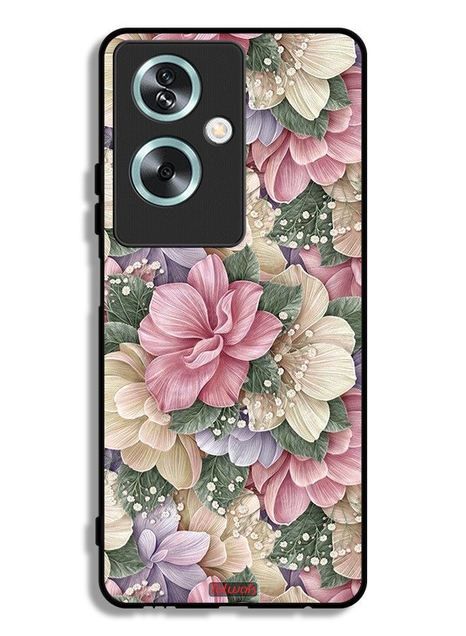 Tolwak غطاء حماية لهاتف Oppo A79 مطبوع عليه زهور عالية الدقة - Image 1
